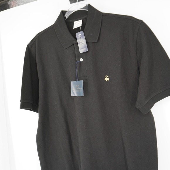 Brooks Brothers 346 Mens Black Pique Cotton Polo Shirt Original Fit Medium NEW - Picture 6 of 10
